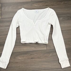 TNA White Long Sleeve Crop Top